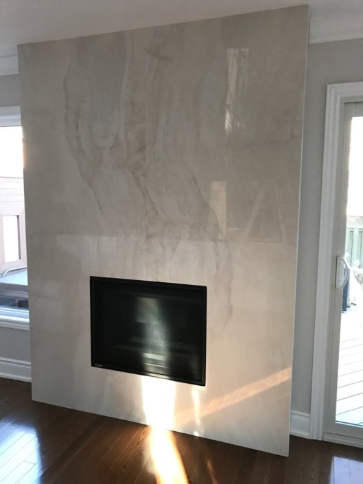 Gorgeous Marble Tile Gas Fireplace