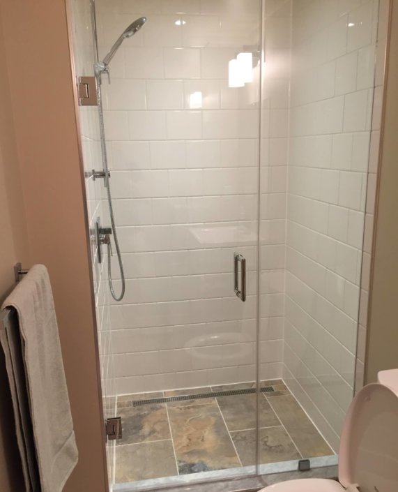 Custom Glass Shower in Basement Bathroom