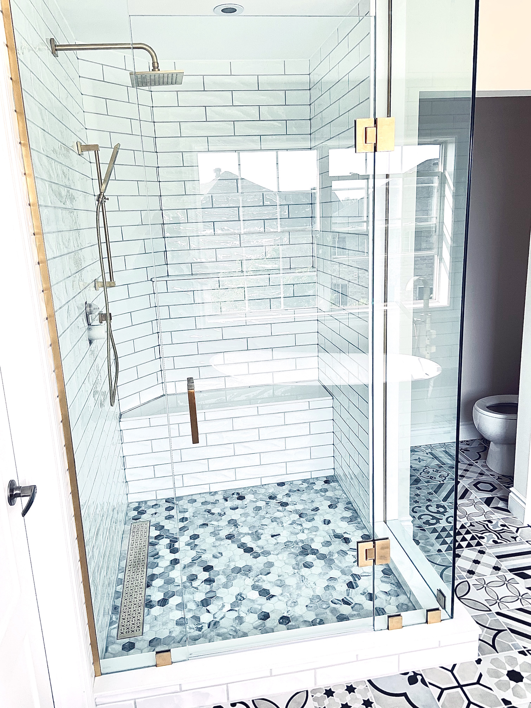 Glass Shower with bench